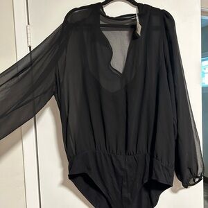 Plus Size Forever 21 Black Sheer Bodysuit NWT